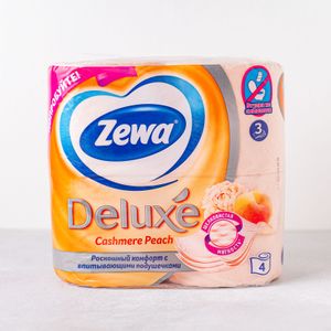 Туалетная бумага, Zewa, Deluxe трехслойная, персик, 4 шт.jpg