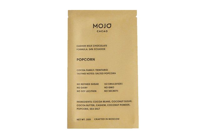 Молочный шоколад Mojo cacao 54% с воздушным соленым попкорном 20 г.jpg
