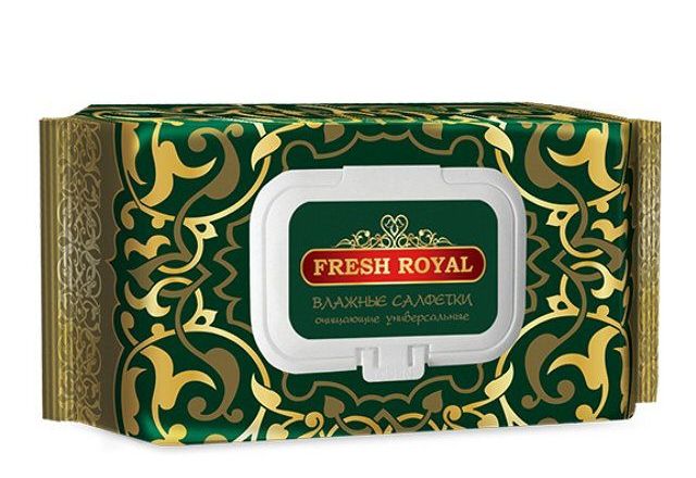 Влажные салфетки очищ.унив.с пласт.клапаном  FRESH ROYAL  120 шт  с крышкой.jpeg