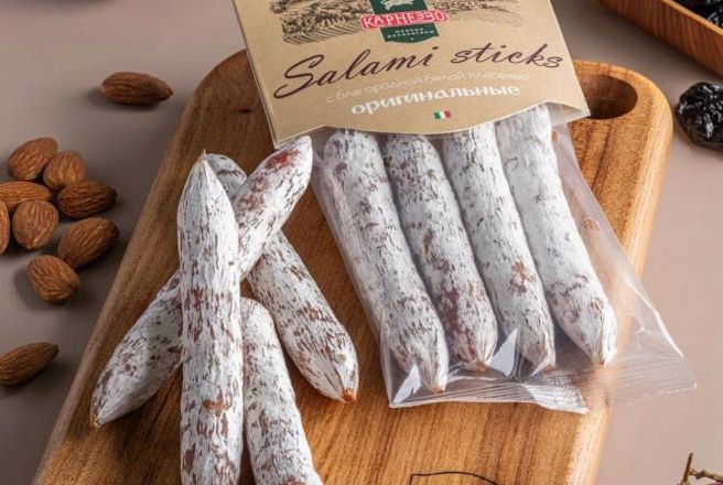 Колбаски сыровяленные Салями Стикс в белой плесени, 100гр.jpg